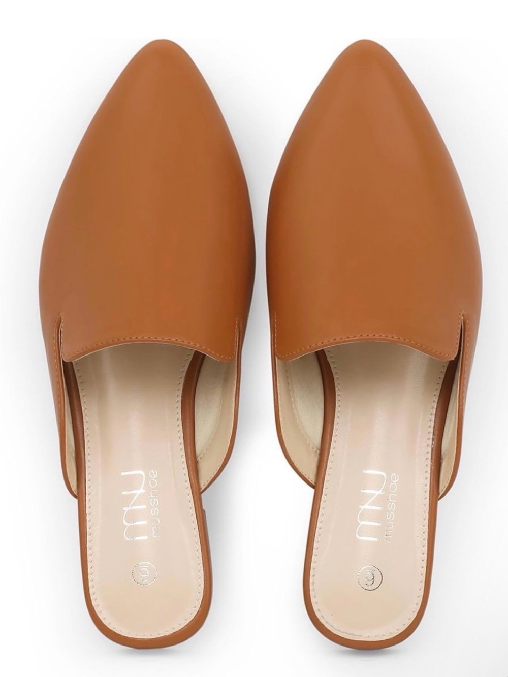 Miu Miu Cognac Leather Pointed-Toe Slip-On Mules